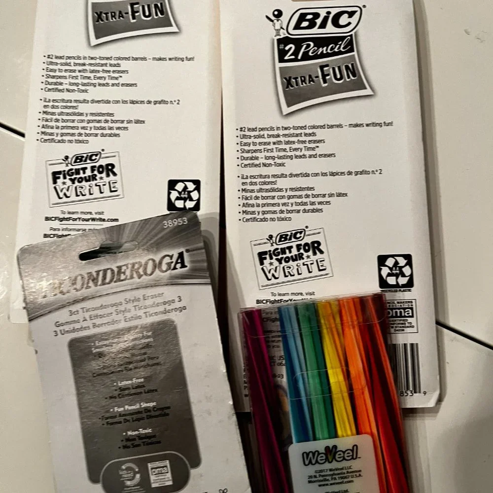 Bic Pencils and‎ Novelty Erasers (Mixed Lot / New / home /x)